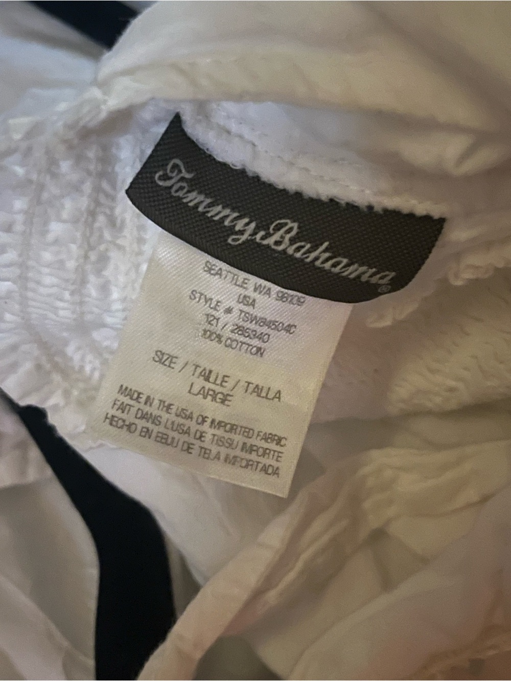 Tommy Bahama White Cotton Top with Subtle Texture - Picture 6 of 6